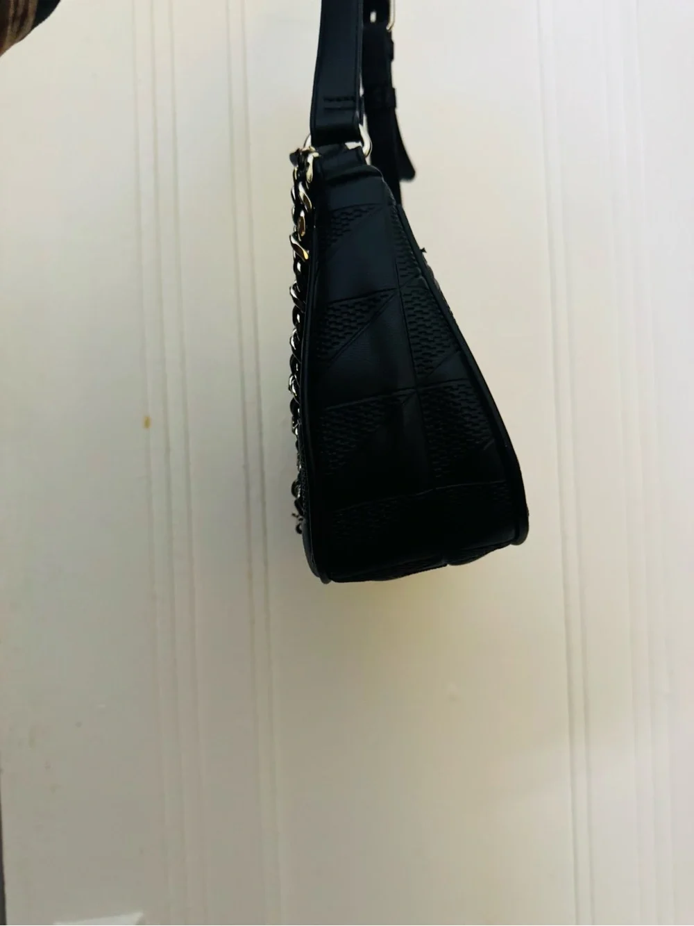 Steve Madden Black Quilted Chain-Accent Shoulder Bag